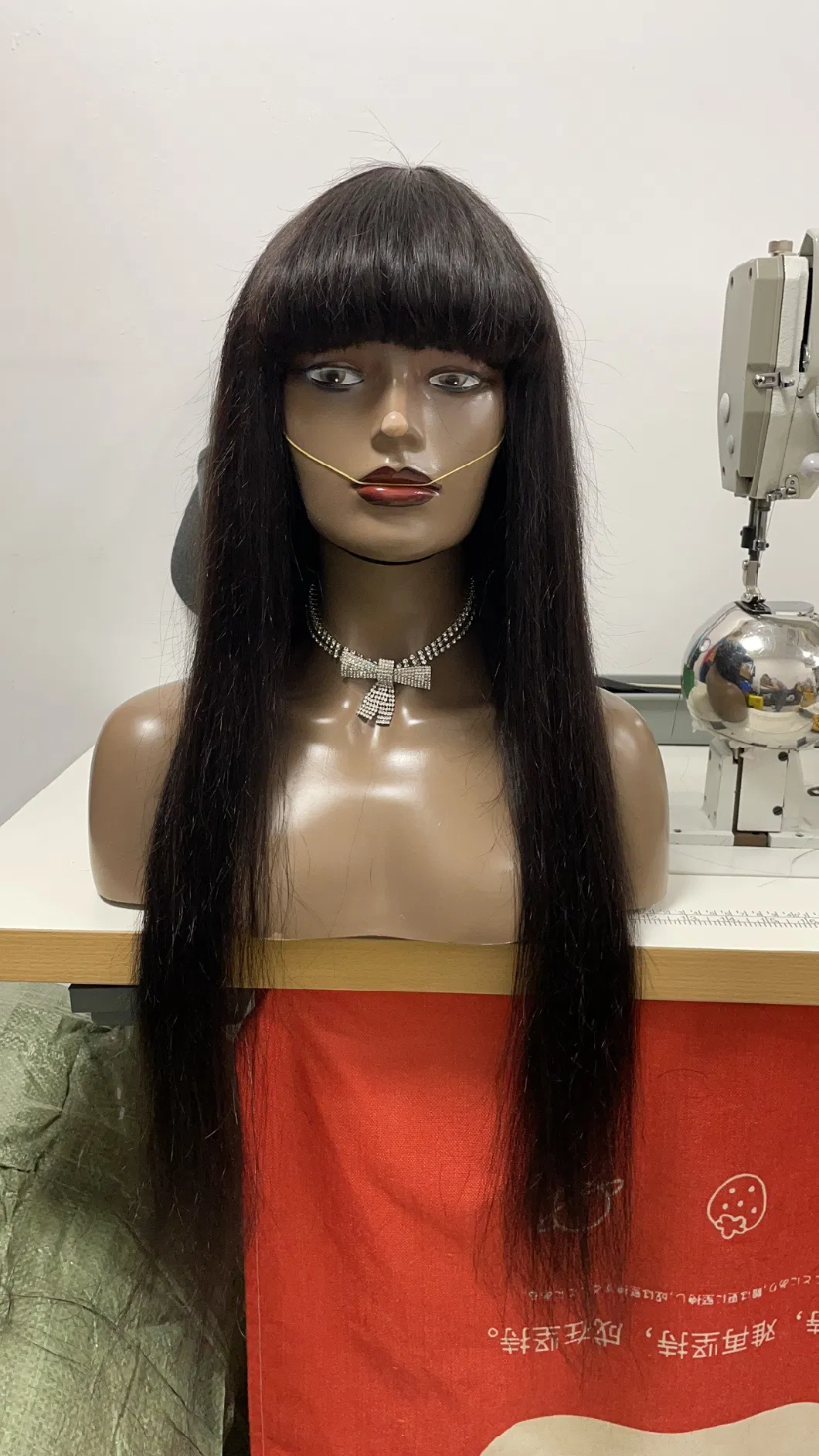 Human Hair Brazilian Virgin Frontal Wigs with Bangs Lace Front with 360 Frontal HD Straight Lace Front Wigs with Baby Hair